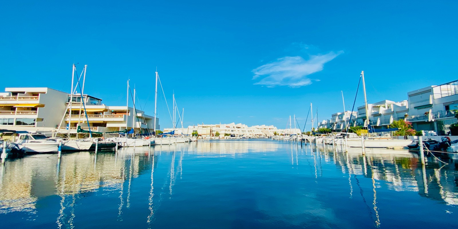 Face la plage Sud, le port est superbe