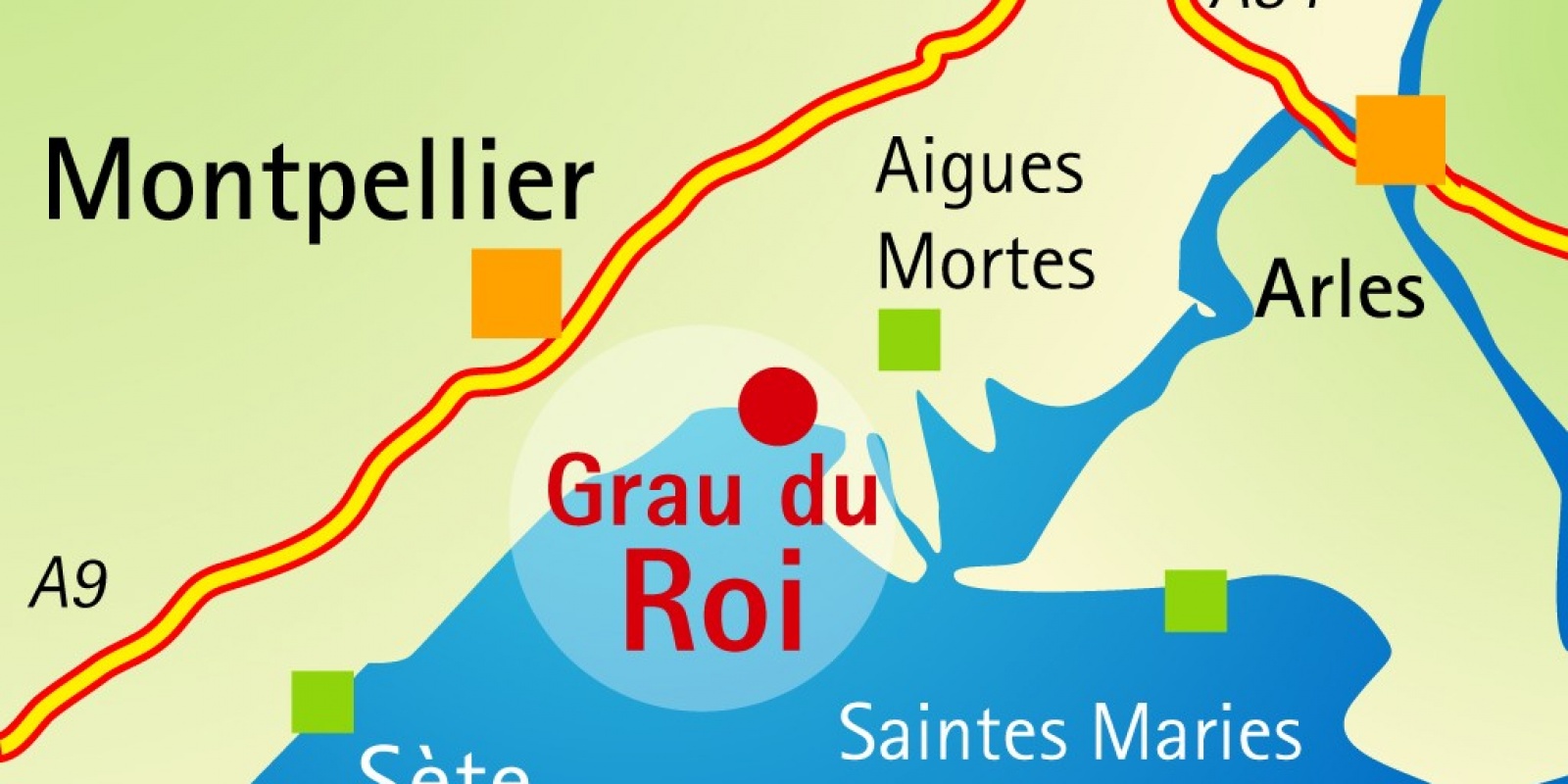 Carte de la region autour du camping camargue