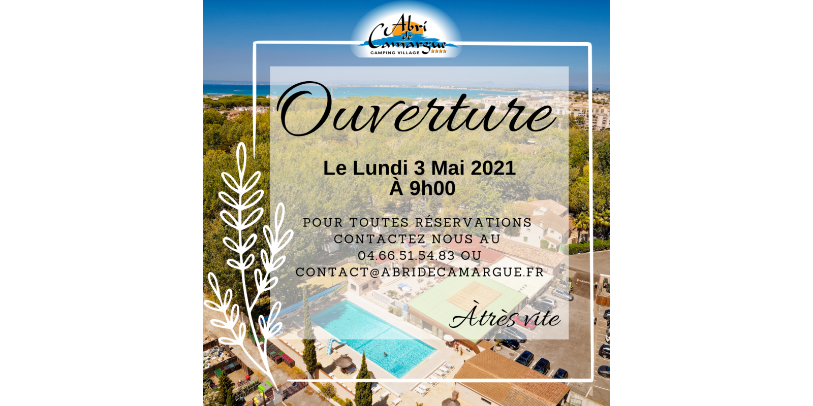 Ouverture du camping le 3 mai 2021