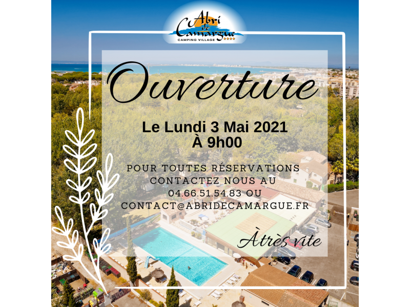 Ouverture du camping le 3 mai 2021