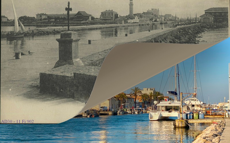 photomontage le port du Grau-du-Roi garde son charme intemporel