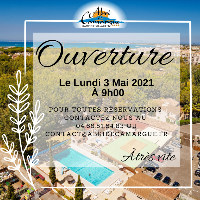 Ouverture du camping le 3 mai 2021